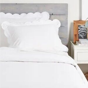 Embroidered Percale Crisp Cotton Double Scallopier Duvet Set and Sham King - 3pc